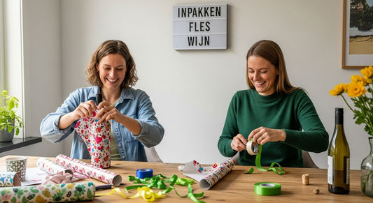 inpakken fles wijn cadeau