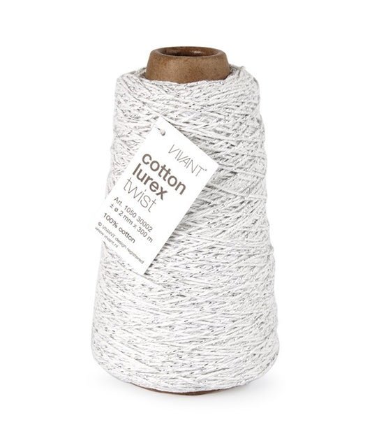 White and silver cotton rope for creative projects and decoration - 300 meters - Cotton Rope