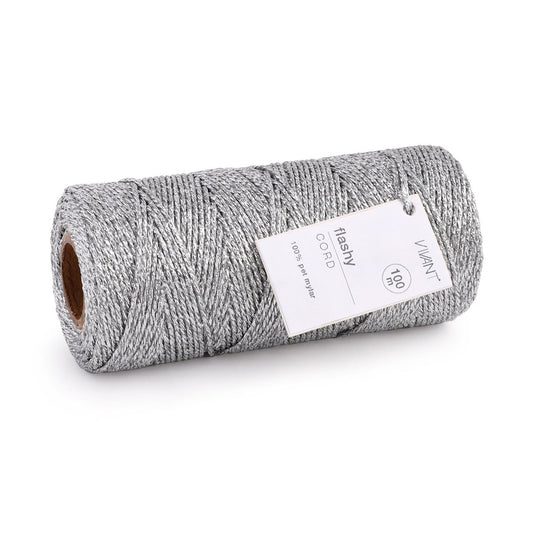 High-gloss silver cord for stylish decorations and projects - 100 m - Cotton Rope