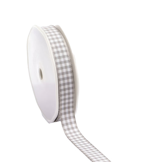 Cadeaulint met ruitjes Taupe - Kadopapier.net