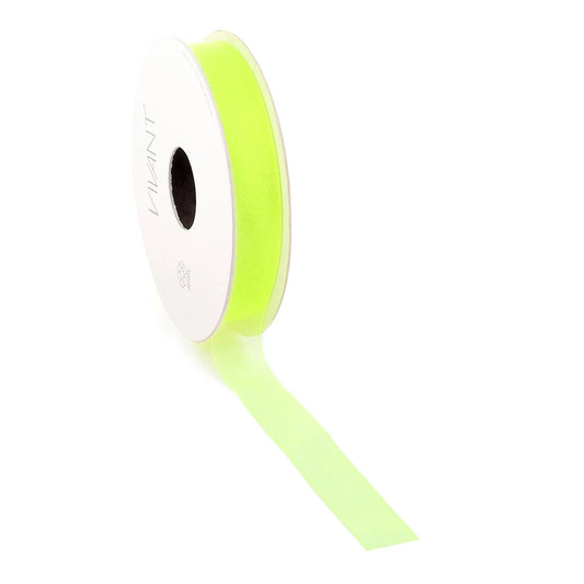 Neon Geel Luxe Organzalint 20/50 Meter – Geweven Rand, 7mm/15mm