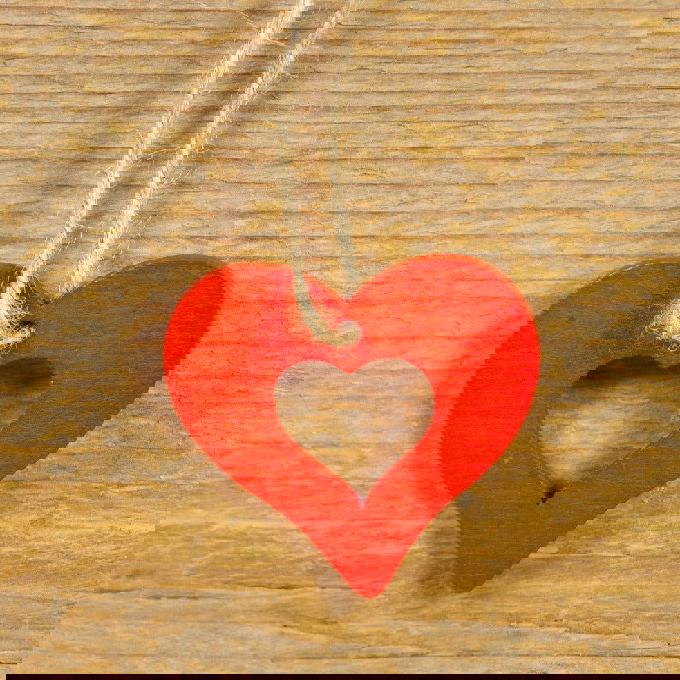 Houten hanger Hart Rood - Kadopapier.net