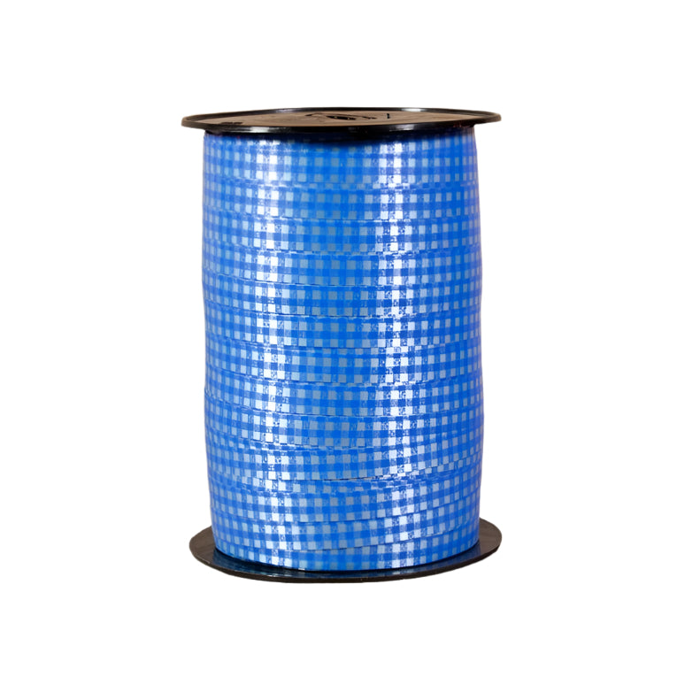 Krullint met Ruitjes Blauw - Kadopapier.net