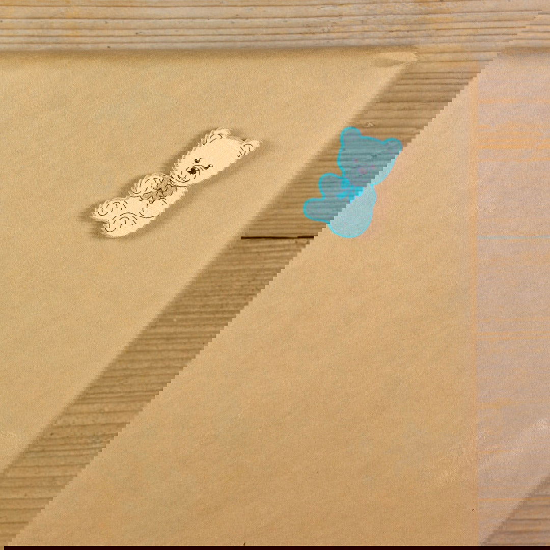 Plakdeco Teddybeer Blauw - Kadopapier.net