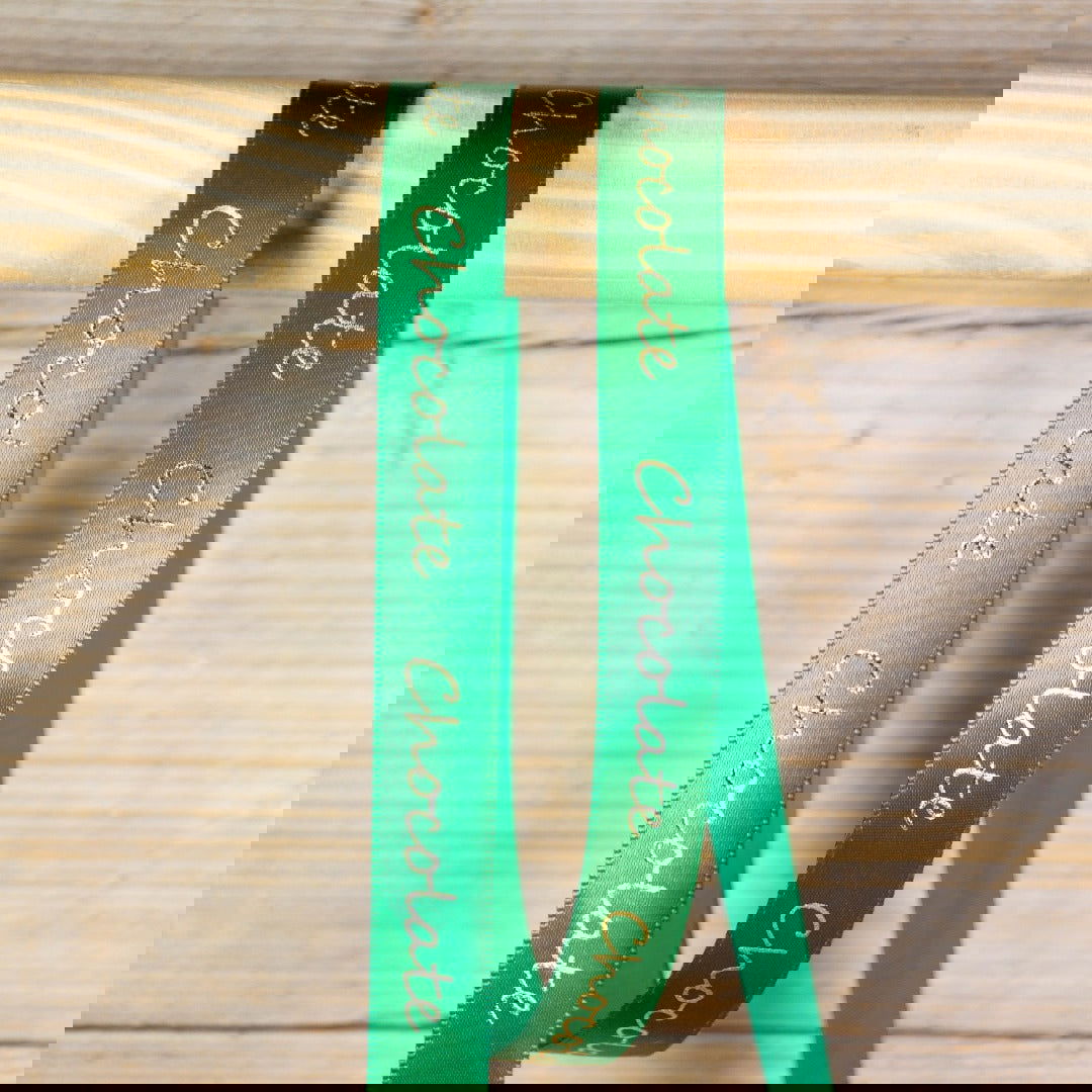 Satijnen Lint Chocolate Groen - Kadopapier.net