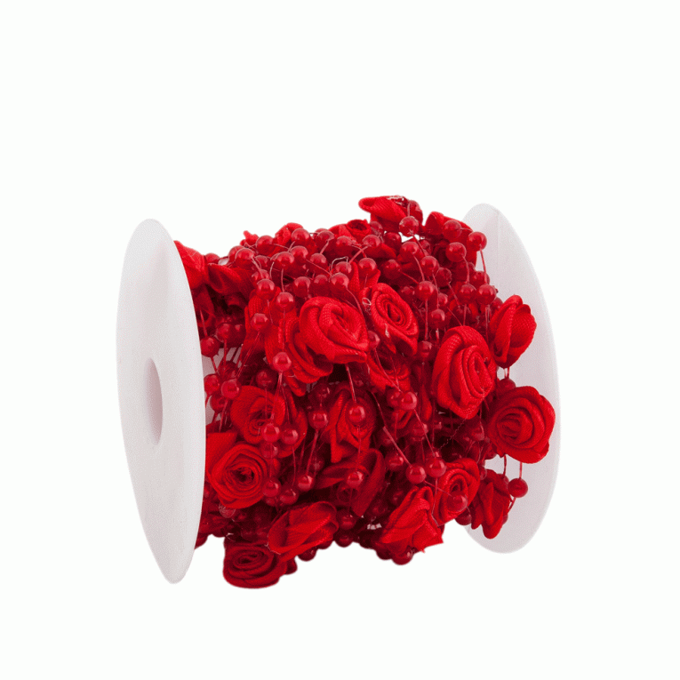 Wired cadeaulint Rozen Rood - Kadopapier.net