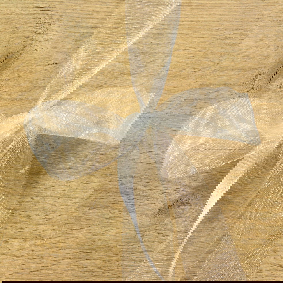 Zilvergrijs Voile lint - Kadopapier.net