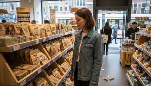 Steeds meer shoppers gaan in de winkel voor een milieuvriendelijke verpakking bij het kiezen van snoep.