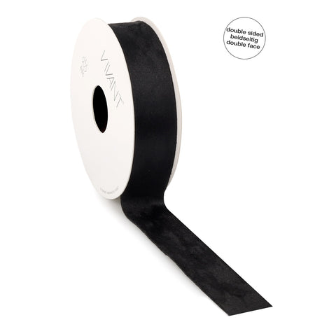 Doppelseitiges Samtband - Schwarz - Double Face - 10mm / 25mm / 40mm × 5m