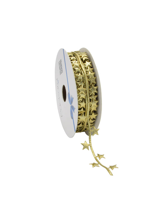 Lurex Weihnachtsband Sterne Gold