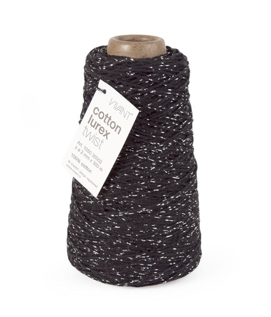 Cotton rope black - silver for creative projects