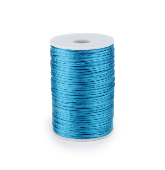 Satijnkoord Staalblauw 2mm / 100 mtr.