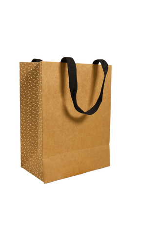 Papiertragetasche Natur Kraft Schwarze Punkte – 50er Set