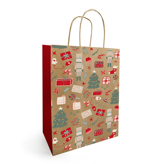 Kleurige Kerst Draagtas – 50 stuks – 18+8x22 cm en 23+12x30 cm