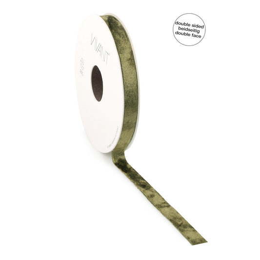 Doppelseitiges Samtband – Moosgrün – Double Face – 10/25/40 mm × 5 m