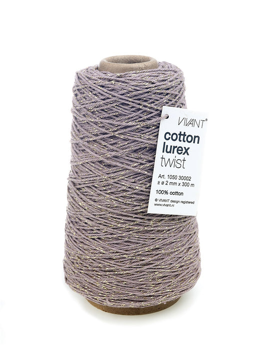 Cotton rope lilac-gold for creative projects and decoration