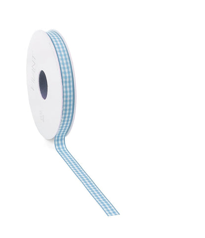 Hellblaues kariertes Geschenkband &gt; 9/15 mm x 20 m