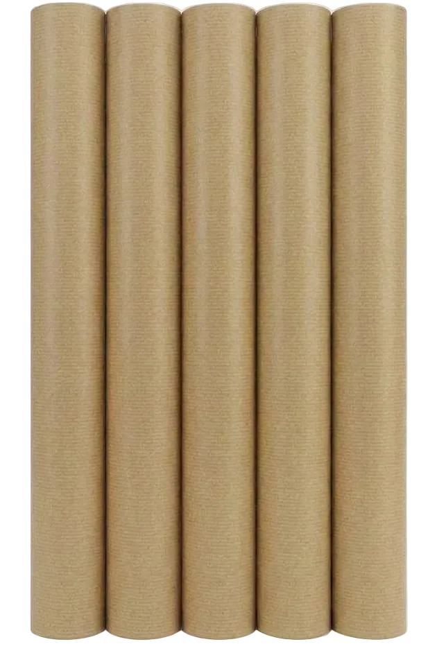 Kraft Pure – Klassisches geripptes Geschenkpapier – 70 cm x 2 m – 5 Rollen 