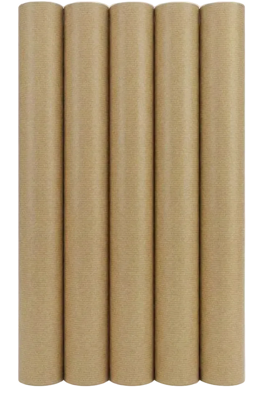Kraft Pure – Classic Ribbed Wrapping Paper – 70 cm x 2 m – set of 5 rolls 