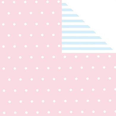 Geschenkpapier Baby - Doppelseitig Punkte & Streifen - Rosa & Hellblau - 100 g/m²