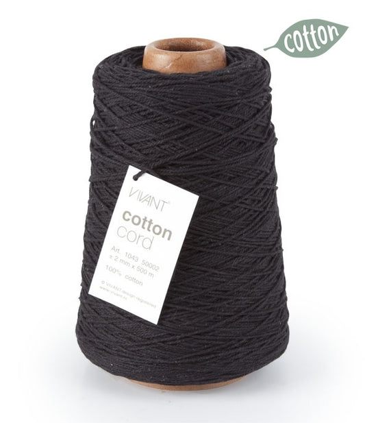 Black cotton rope for versatile use in crafting and decoration