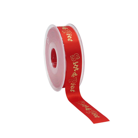 Satin-Weihnachtsmannband Rot - 15 mm / 23 mm - 25 Meter