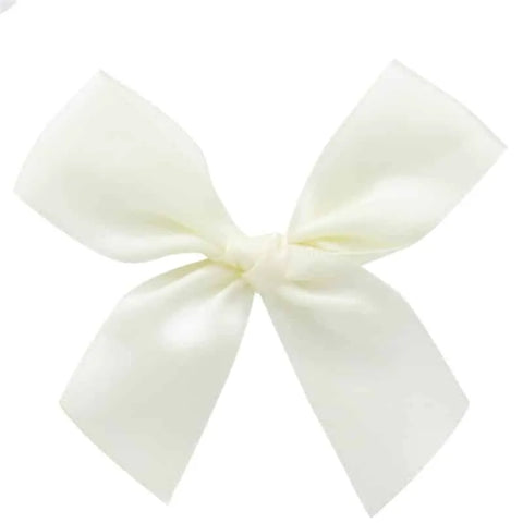 Ivory satin bow with sticker