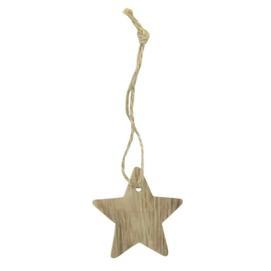 Houten Kadohanger Ster 50x50 mm - Set van 24 Stuks - Nostalgische Cadeauhangers