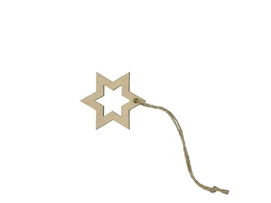 Houten Kadohanger Ster – Set van 24 | 5 cm | Kerstdecoratie