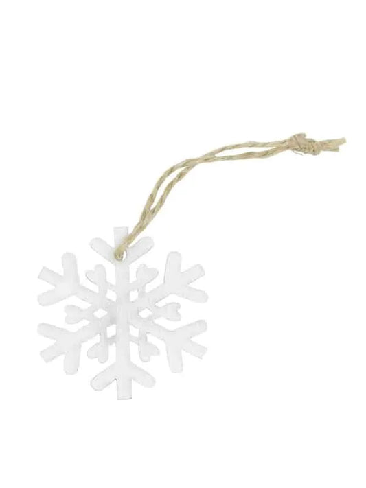 Houten hanger Sneeuwvlok (24 stuks) – Wit | 5 cm x 5 cm