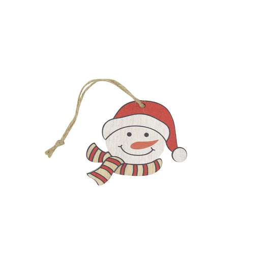 Houten hanger Sneeuwman (24 stuks) – Wit | 7 cm x 6,5 cm