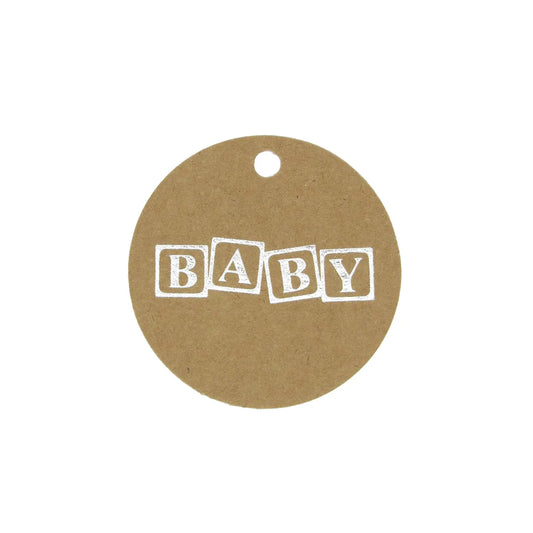 Kraftlabel Babyblok Zilver - 50mm - 50 stuks