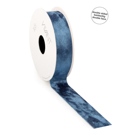 Doppelseitiges Samtband Blau - Double Face - 10mm 25mm 40mm - Rolle 5 Meter