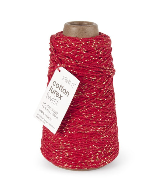 Cotton rope red - gold for creative projects and decoration