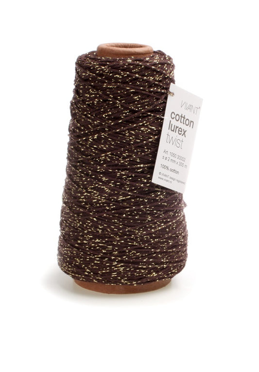 Cotton rope brown - gold for creative projects and decoration