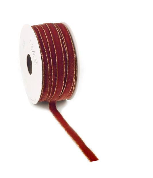 Velvet Band Brique mit Goldrand - Einseitig - Luxus Samt - Geschenkband