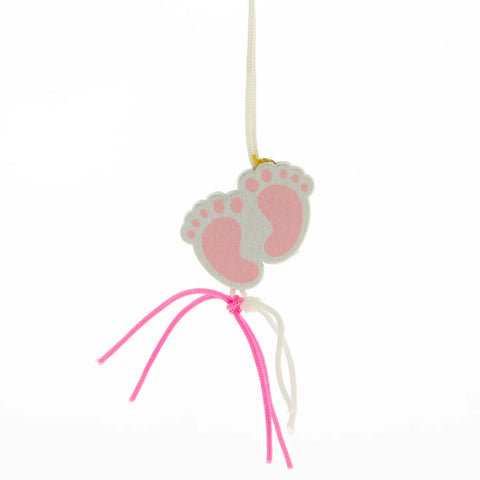 Glücksbringer Babyfüße Rosa - Glücksbringer aus Holz