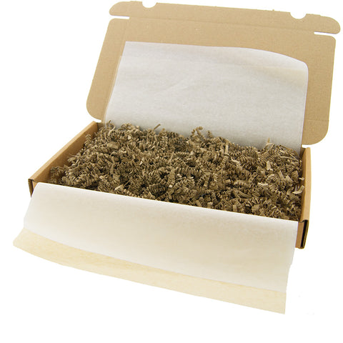 Brievenbus verzendkit Kraft ECO A5 – 20x kraft brievenbusdoos 255x155x28 mm + vloeipapier, SizzlePak opvulmateriaal & bedankstickers – Unboxing pakket voor webshops