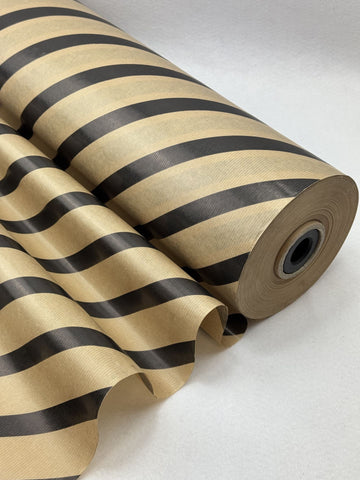 Kraft/zwart gestreept Vloeipapier Rol - 50 cm Breed, 400 Meter Lang