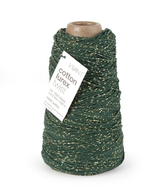 Cotton rope dark green - gold for creative projects