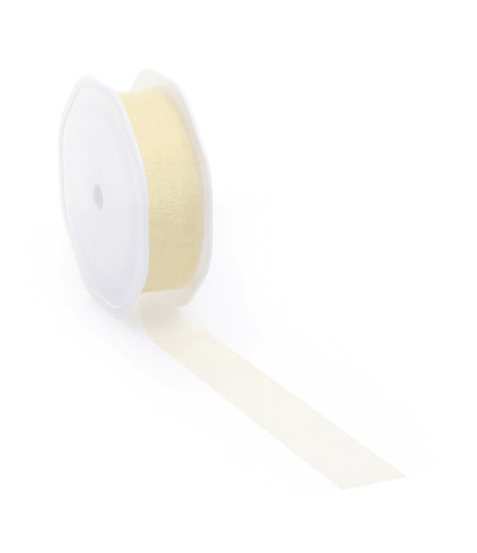 Soft yellow voile ribbon for creative projects and decoration