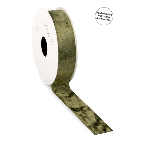 Doppelseitiges Samtband – Moosgrün – Double Face – 10/25/40 mm × 5 m