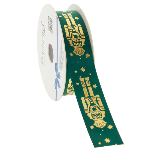 Red-Green Tartan Textile Ribbon with Gold &gt; 25mm, 38mm, 60mm | 1 Piece