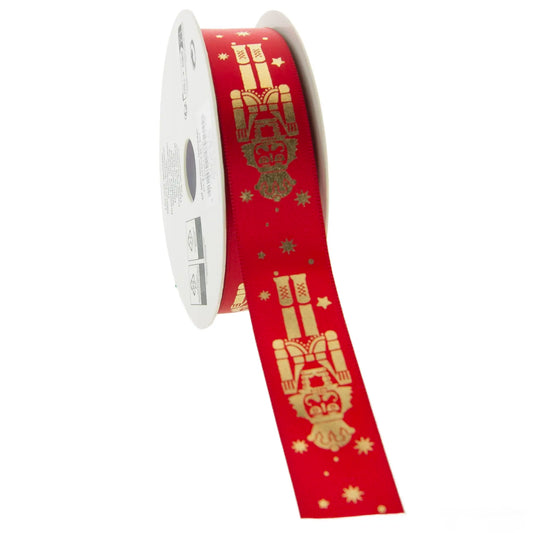 Red-Green Tartan Textile Ribbon with Gold &gt; 25mm, 38mm, 60mm | 1 Piece
