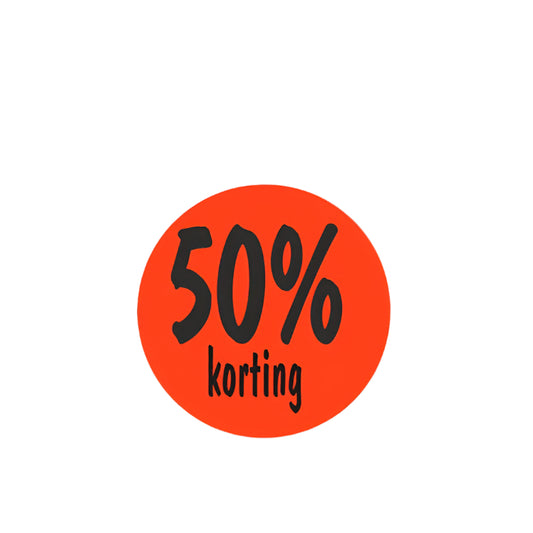 Korting Sticker 50% - Kadopapier.net