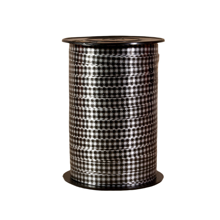 Krullint met Ruitjes Zwart - Kadopapier.net