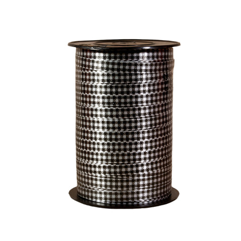 Krullint met Ruitjes Zwart - Kadopapier.net