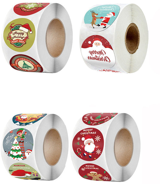 4 soorten Sluitstickers kerst -  38mm - Sticker-Etiket- 500 stuks