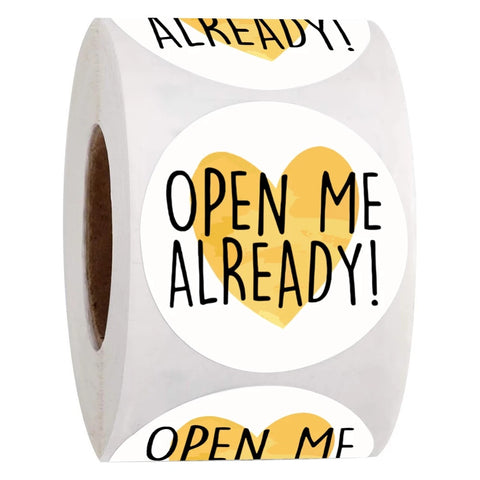 Sluitsticker Open me already -  25mm - Sticker-Etiket- 500 stuks