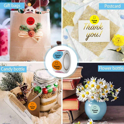 Sluitsticker Thank you smiley -  25mm - Sticker-Etiket- 500 stuks